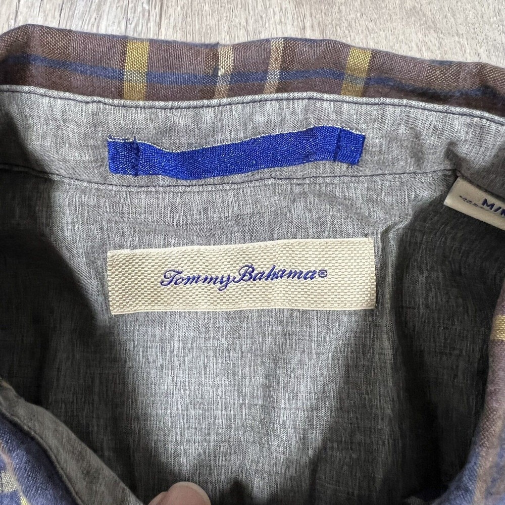 Tommy Bahama Men's Size Medium Multicolor Plaid Shirt Long Sleeve Cotton Pocket - Picture 3 of 7